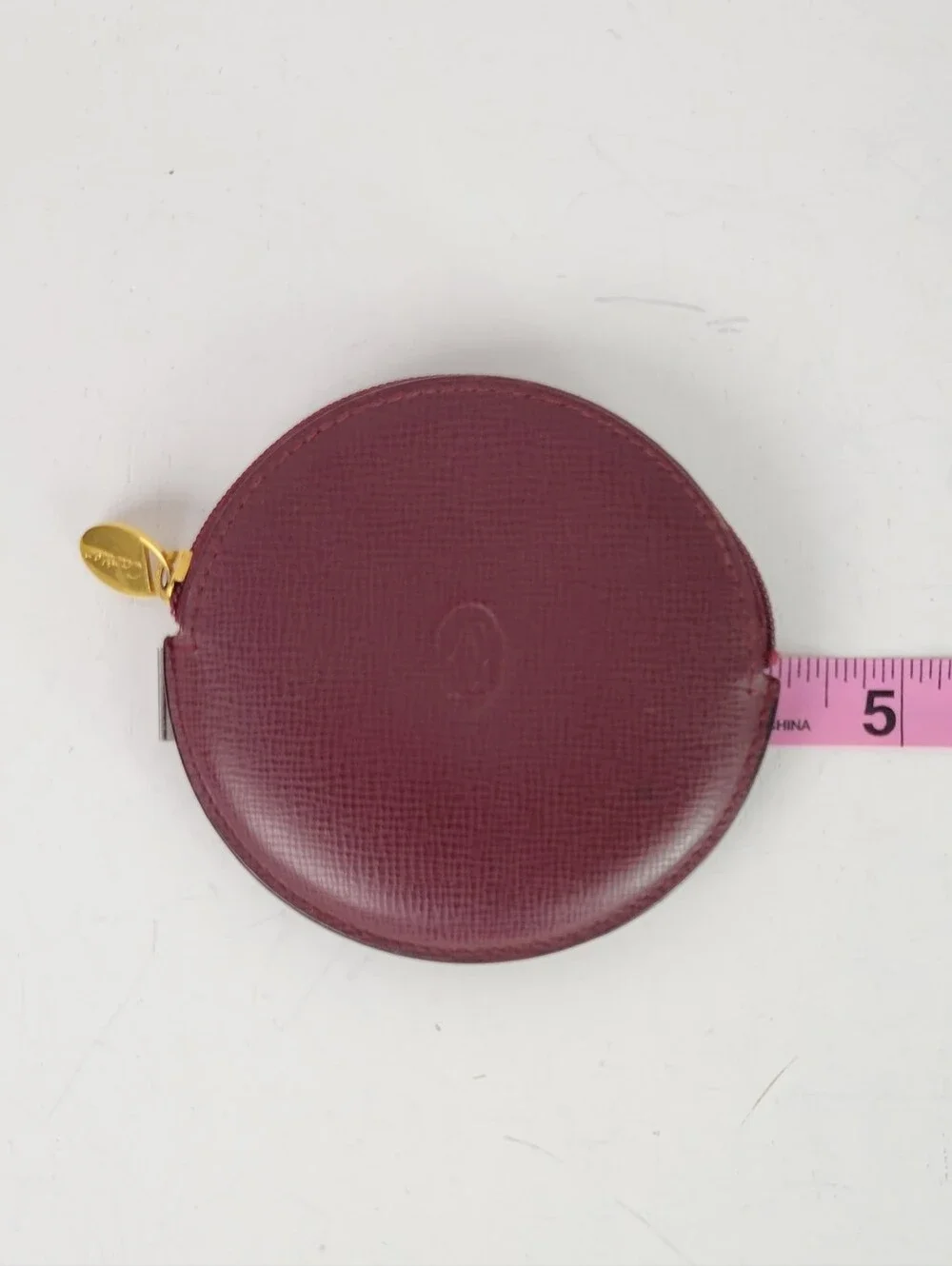 CARTIER Round Zip-Around Leather Coin Purse / Wallet